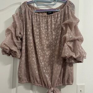 Pink Ruffled 3/4 Sleeve Blouse